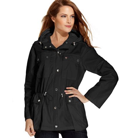 michael kors black women's coat|Michael Kors anorak jacket women.